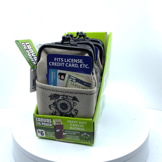 ITEM NUMBER 041488 CANVAS CIGARETTE POUCH 6 PIECES PER DISPLAY WHOLESALE