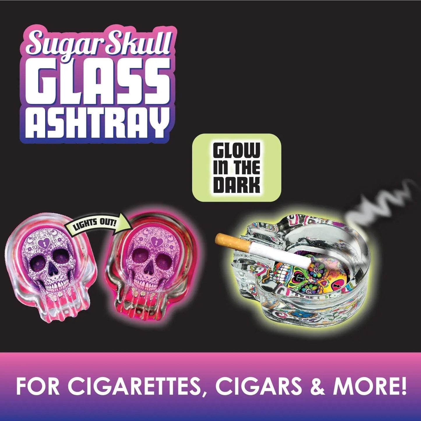 ITEM NUMBER 020120 SKULL GLASS ASHTRAY 6 PIECES PER DISPLAY WHOLESALE