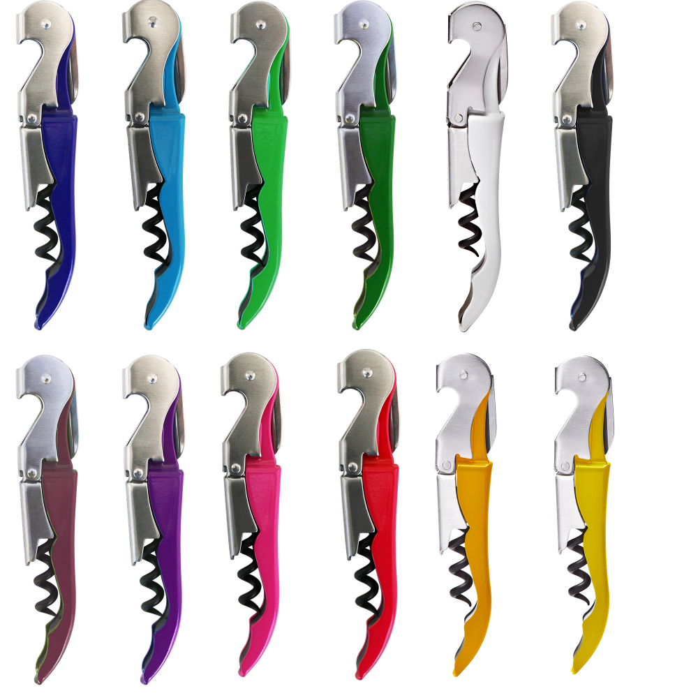 Double Hinged Corkscrew with Enamel Handle (36 Per Pack)