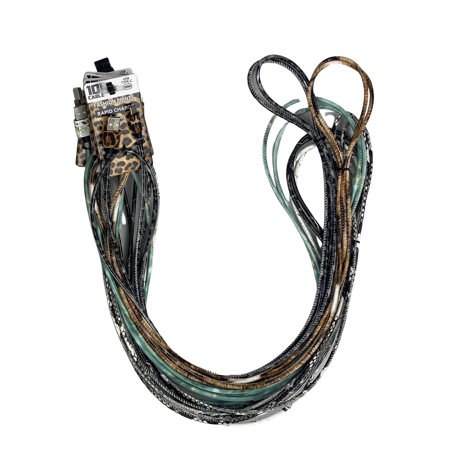 ITEM NUMBER 023075 10FT PU WRAP FASHION PRINT USB-C CABLE - 6 PIECES PER DISPLAY WHOLESALE
