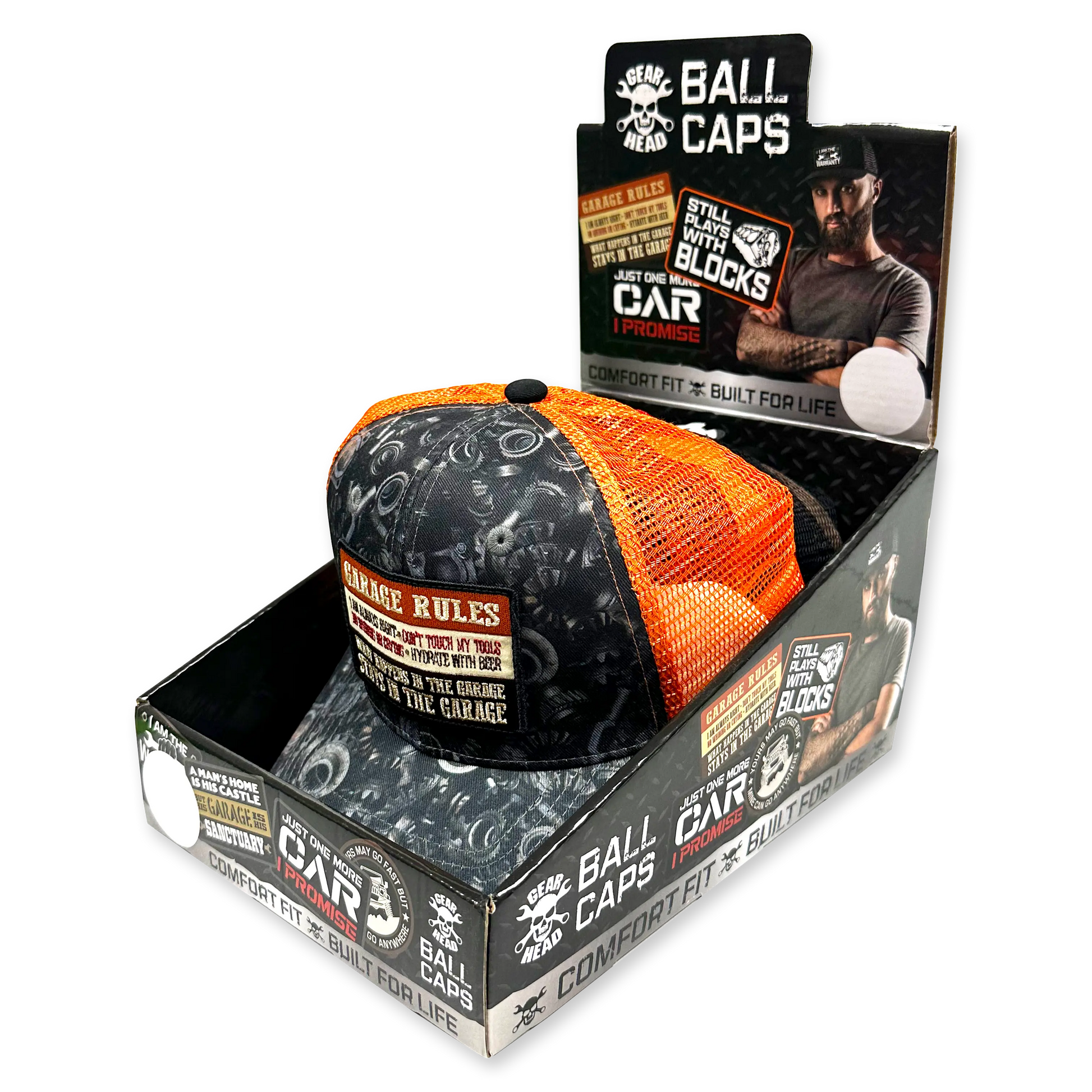 Mechanic Trucker Hat Gear Head Ball Caps - 6 Pieces Per Retail Ready Display 23753 TAC GEAR