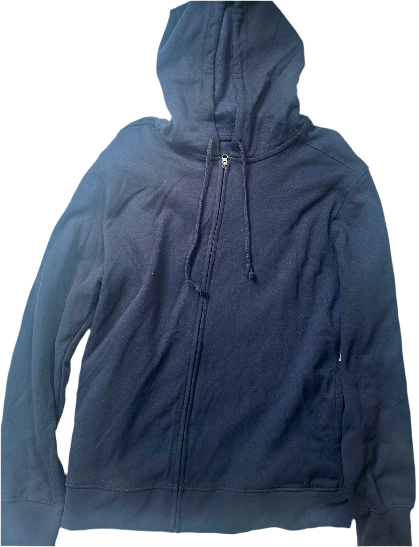 Dark Navy Full-Zip Hooded Minimalist Sweatshirt