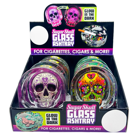 ITEM NUMBER 020120 SKULL GLASS ASHTRAY 6 PIECES PER DISPLAY WHOLESALE