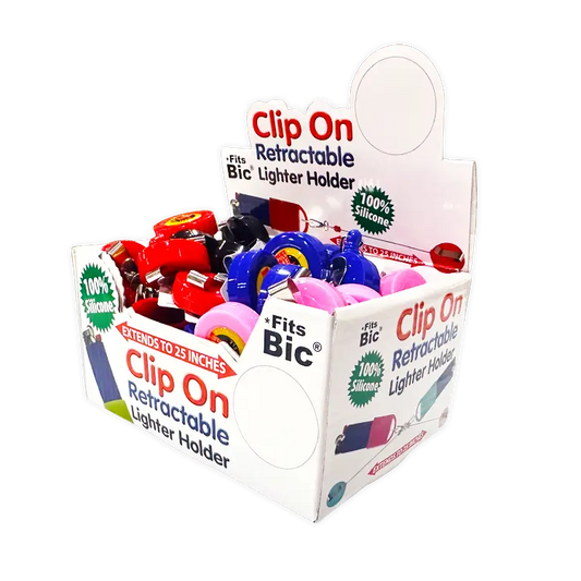 Silicone Lighter Holder with Retractable Cord - 24 Pieces Per Retail Ready Display 20278 WHOLESALE