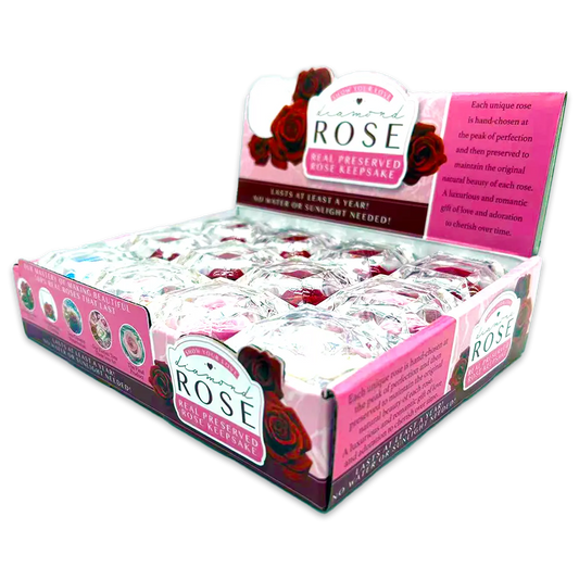 Diamond Real Preserved Rose Keepsake - 12 Pieces Per Retail Ready Display 25074 KIPP BROTHERS