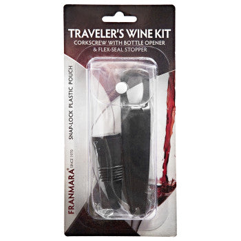 Traveler's Pocket Wine Kit with Black Opener & Stopper (36 per Pack)