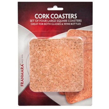 Plain 4 x 4 Cork Coasters Set of 4 Blister Pack (48 Per Pack)