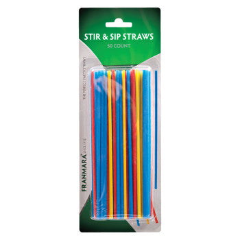 Stir & Sip Cocktail Straws Assorted Colors 50 Count (24 per Pack)