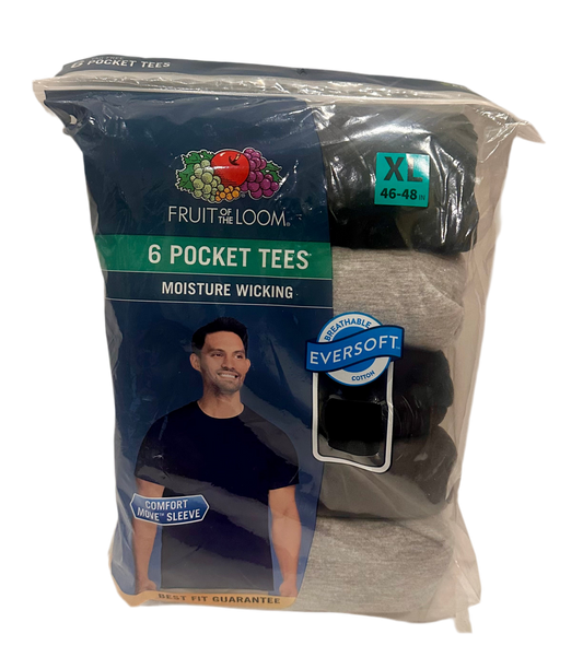 Fruit of the Loom Pocket Tees - 6 Pack