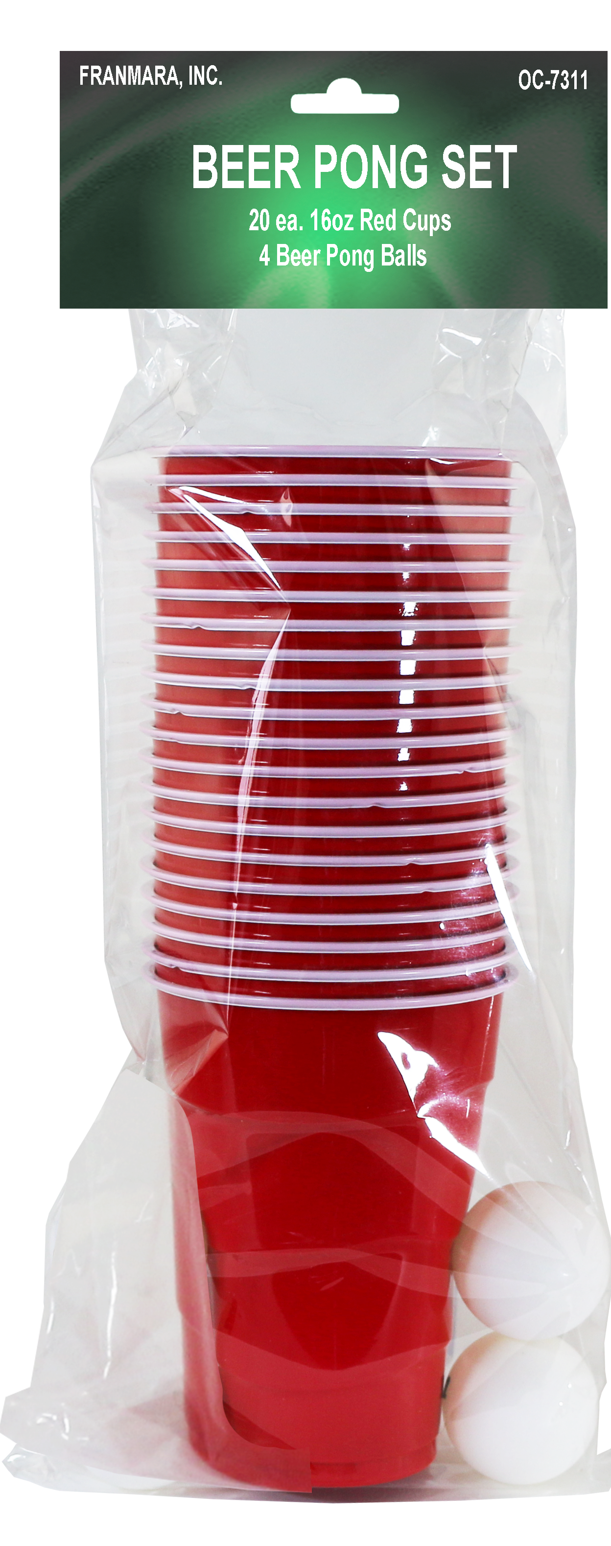 Beer Pong Set- 20 Cups & 4 Balls Per Set (24 Retail Sets Per Pack)