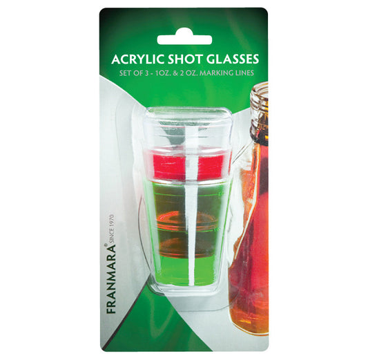 2 oz. Acrylic Reusable Shot Glass 3 Pack (24 Retail Packs)