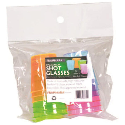 Neon Plastic Shot Glasses - 1 oz. (72 Retail Packs)