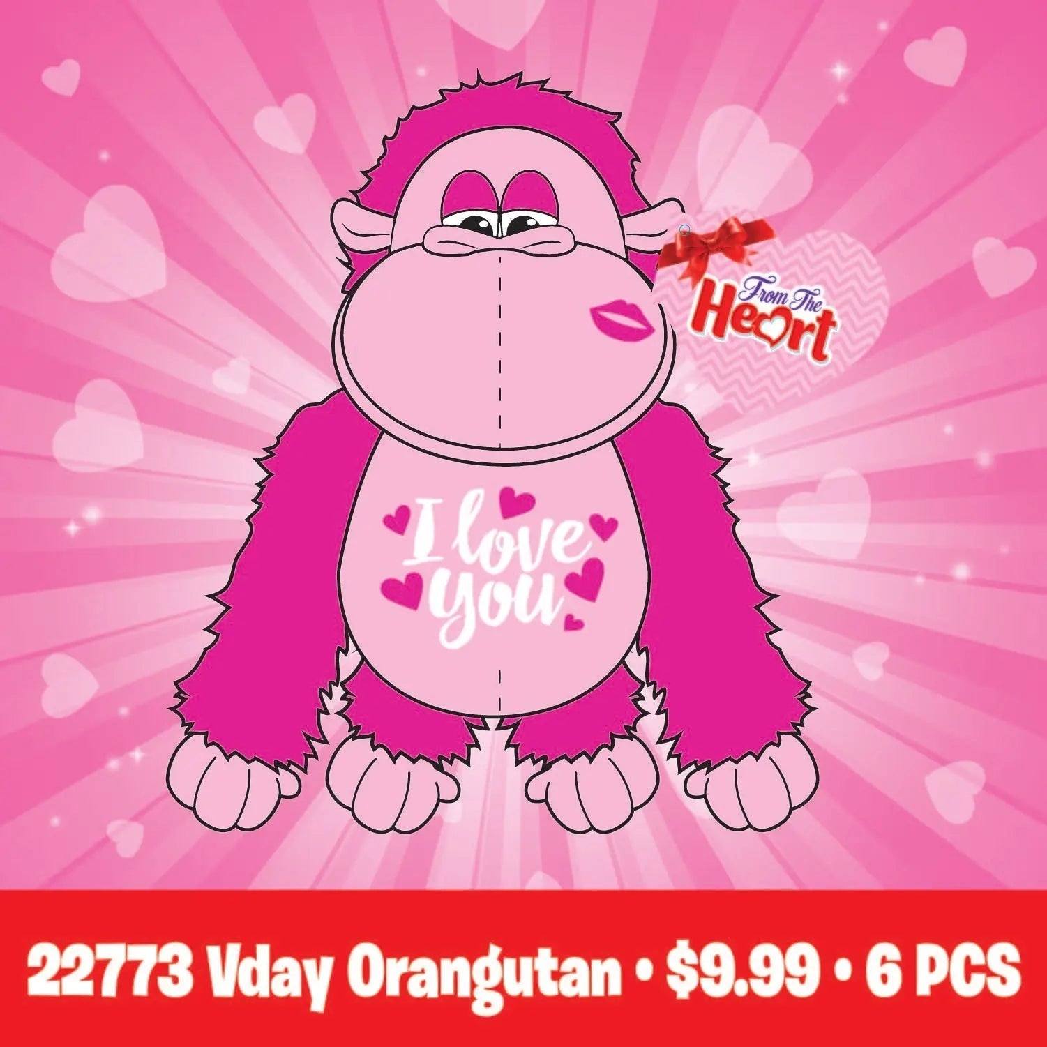 Valentine's Day Rose Plush Assortment Floor Display - 48 Pieces Per Retail Ready Display 88348 WHOLESALE