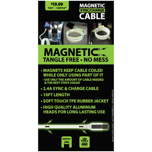 Charging Cable Magnetic Assortment 10FT - 6 Pieces Per Pack 88350 WHOLESALE