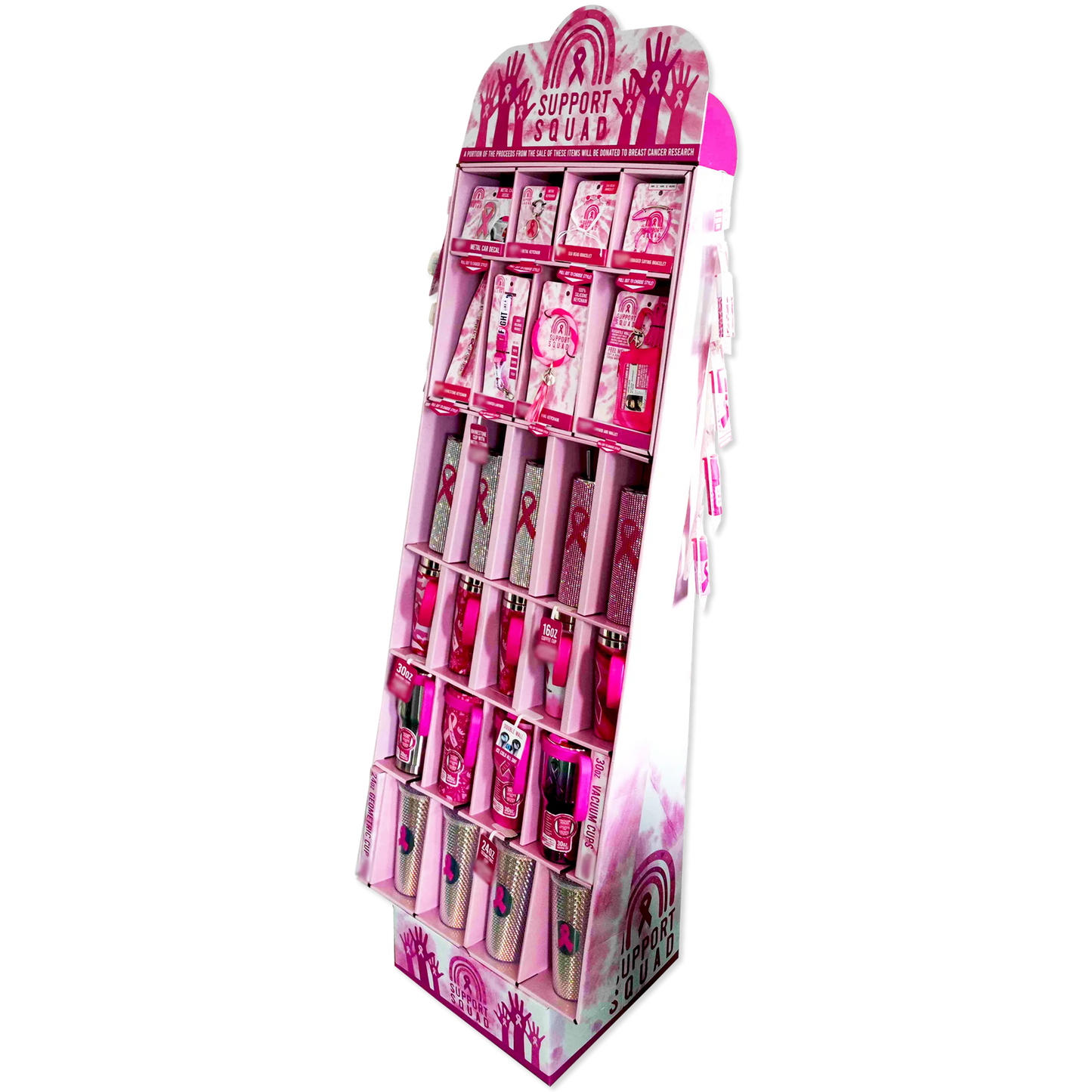 Breast Cancer Awareness Pink Assortment Floor Display - 84 Pieces Per Retail Ready Display 88474 NOVELTY INC