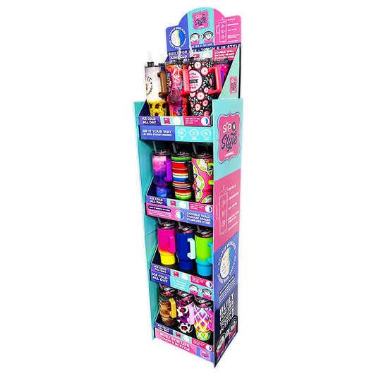 40 oz Insulated Printed Cup Assortment Floor Display - 24 Pieces Per Retail Ready Display 88523 NOVELTY INC