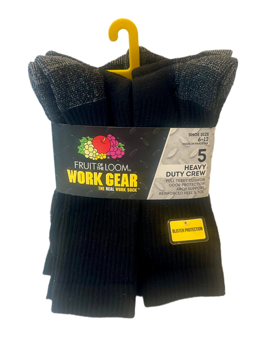 Fruit of the Loom Work Gear Crew Socks - 5 Pair Pack