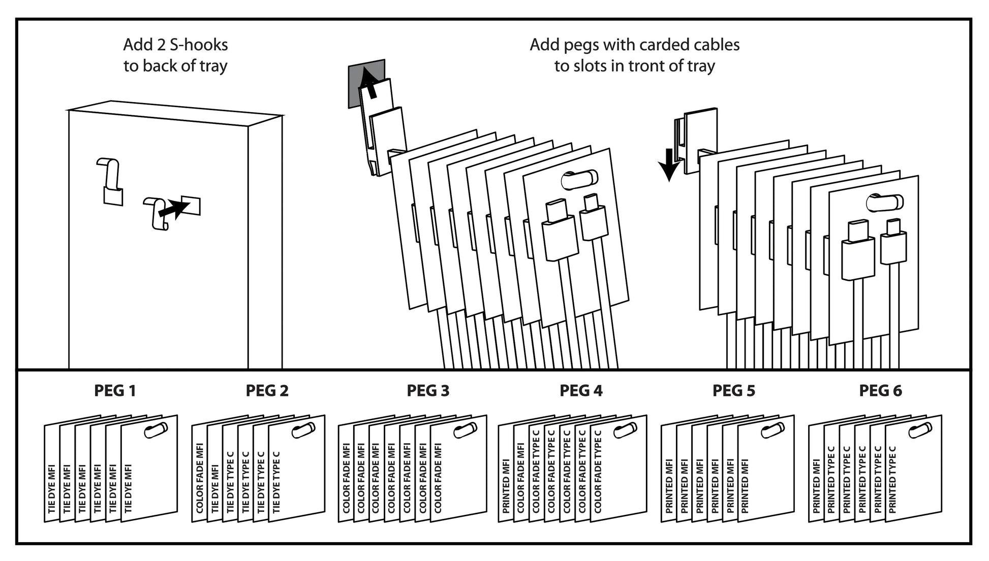 10FT Braided Sync and Charge Cable Assortment Floor Display - 38 Pieces Per Retail Ready Display 88396 WHOLESALE