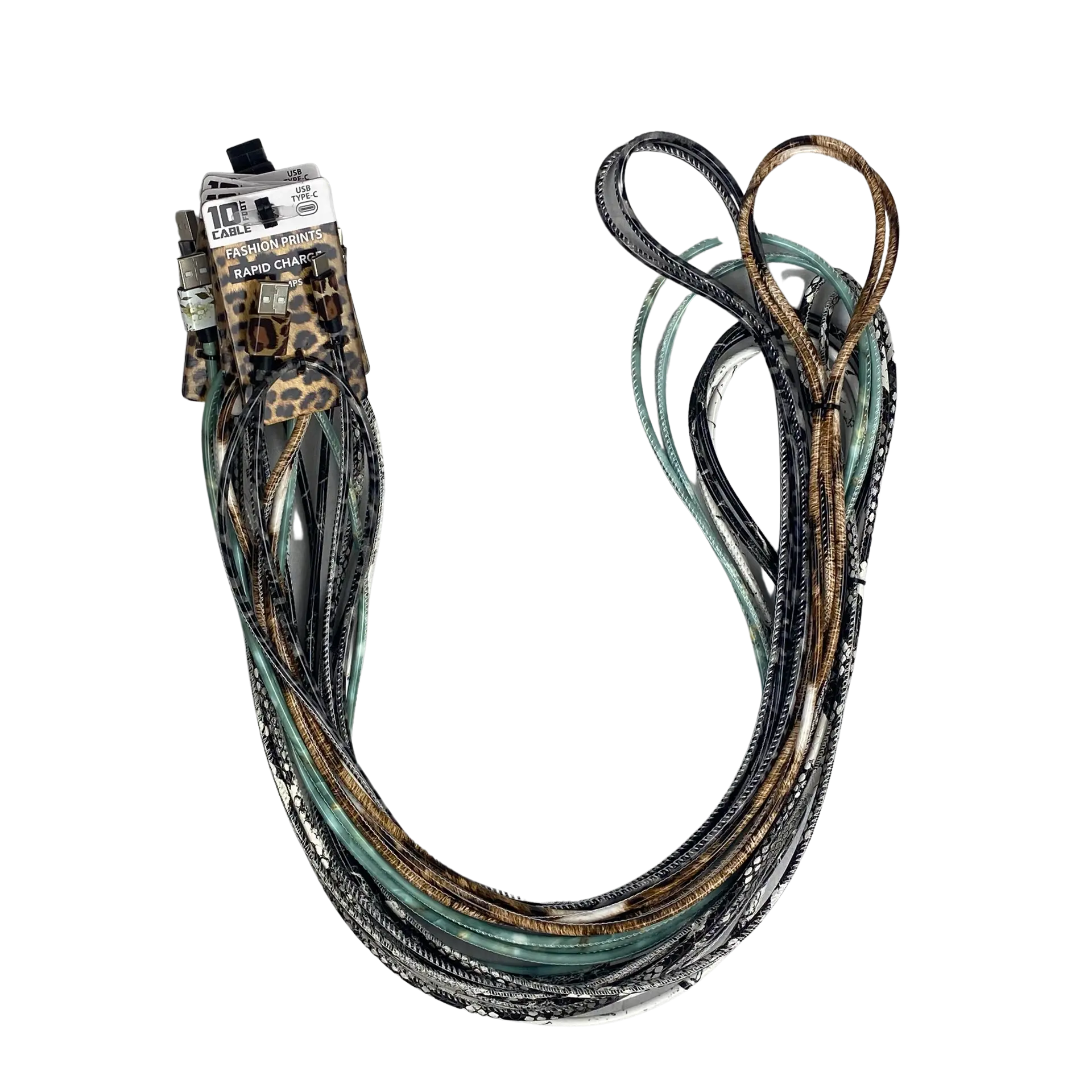 ITEM NUMBER 023075 10FT PU WRAP FASHION PRINT USB-C CABLE - 6 PIECES PER DISPLAY WHOLESALE