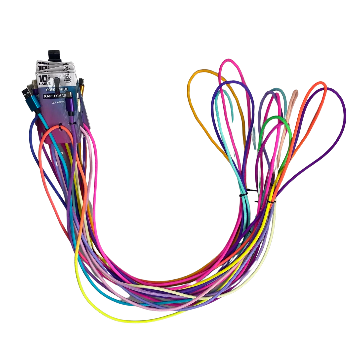 ITEM NUMBER 023073 10FT COLOR FADE BRAID USB-C CABLE - 6 PIECES PER PACK WHOLESALE