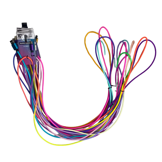 ITEM NUMBER 023073 10FT COLOR FADE BRAID USB-C CABLE - 6 PIECES PER PACK WHOLESALE